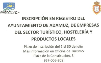 Inscripción en Registro de empresas del sector turístico, hostelería y productos locales.