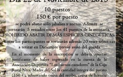 MONTERIA DE JABALÍES. MONTES COMUNALES DE ADAMUZ