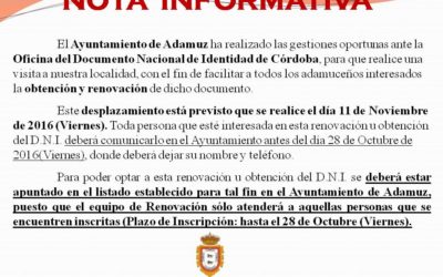 RENOVACIÓN DE DNI EN ADAMUZ 2016
