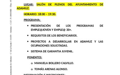 CHARLA INFORMATIVA SOBRE LOS PLANES DE EMPLEO: EMPLE@ JOVEN Y EMPLE@ +30.