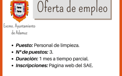 OFERTA DE EMPLEO: PERSONAL DE LIMPIEZA.