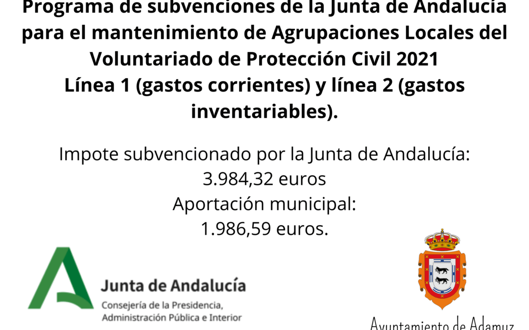 Subvención de la Junta de Andalucía para Protección Civil de Adamuz